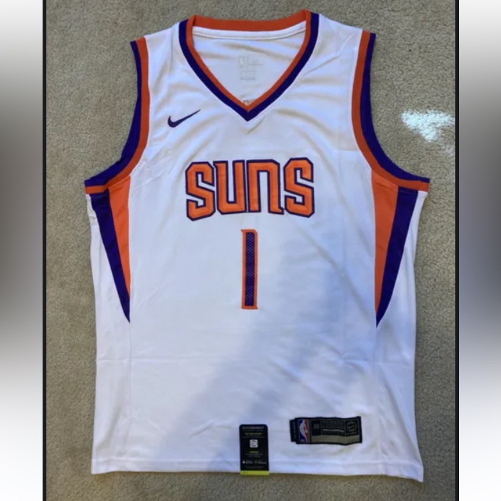 White Mens Stitched Nike NBA Jersey - Devin Booker - Suns Basketball Jersey